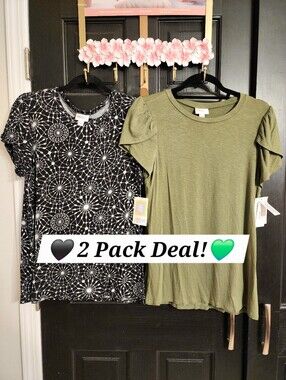Lularoe Olive Top Blouse Small Black White Green Shirt Lk Eden Medium New